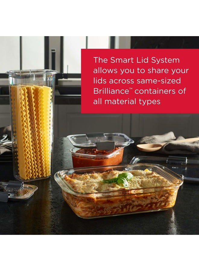 Rubbermaid Brilliance Glass Storage Set of 4 Food Containers with Lids (8 Pieces Total), BPA Free and Leak Proof, Medium, Clear - Image 4